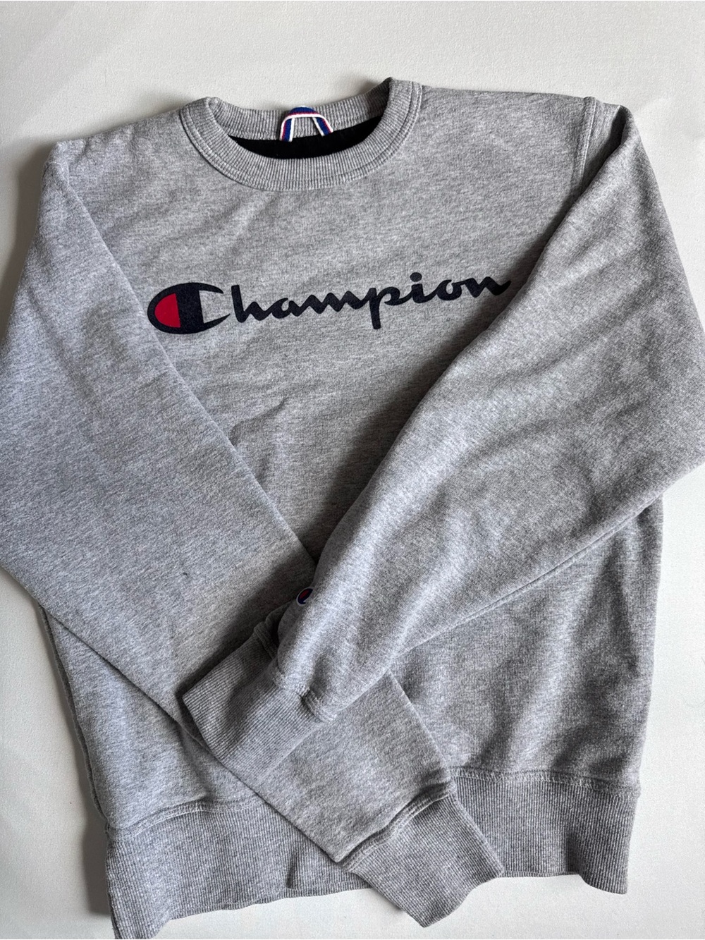 Champion S Gray Crewneck Sweatshirt Athletic Sporty Cotton Blend